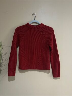 Women's Red Knit Crewneck Sweater